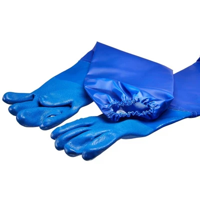 Image of Amtech N2415 PVC Pond and Drain Gloves XL (Size 10), Long Certified Quality for Protective Maintenance Tasks, Blue
