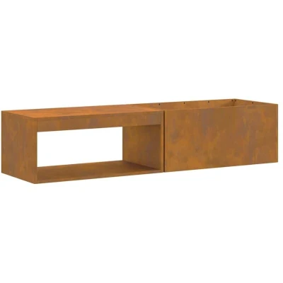 Image of vidaXL Fire Pit with Log Storage 160x45x35 cm Weathering Steel