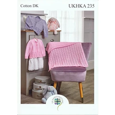 Image of Double Knit Knitting Pattern Baby Round or V Neck Cardigan &amp; Blanket (UKHKA 235)