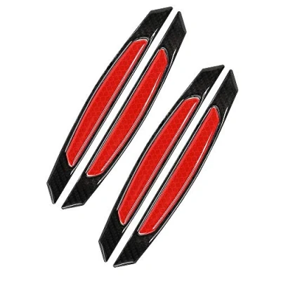 Image of WeFoonLo 4pcs Black Carbon Fiber Auto Car Door Bump Protector Sticker for SUV Pickup Truck (Red)