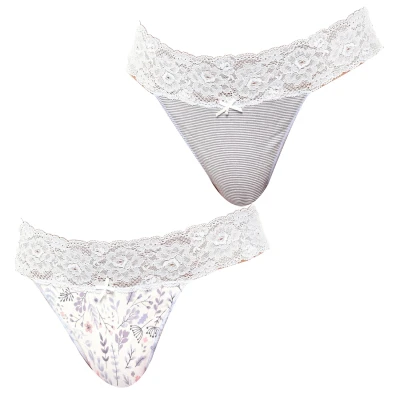 Image of Janira Womens Pack of 2 Coquettes Cotton Thongs JPT1 for women Light Blue Size Small/Medium