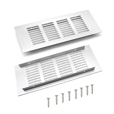 Image of WJUAN 2 Pcs Air Vent Grille Cover, 200 mm Black Square Aluminum Alloy Cover for Cupboard Wardrobe Ventilation (Silver)