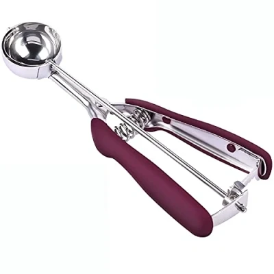 Image of Melon Scoop Spoon,304 Stainless Steel Ice Cream Scoop,Cupcake 4cm with Non Slip Rubber Grip, for Mash Potato Cupcake Mix Cookie Dough Food Baller Spoon,Non Stick Metal Kitchen Utensil