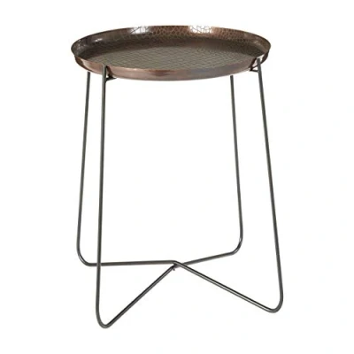Image of Premier Housewares Side Table for Living &amp; Bedroom, w50 x d50 h55cm, Copper/Black Hege