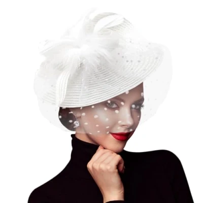 Image of DRESHOW Fascinators Hat Flower Mesh Feather Fascinator Wedding Cocktail Tea Party Headwear for Women Girls