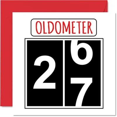 Image of Fun 27th Birthday Cards for Men Woman Oldometer Happy Card Son Daughter Brother Sister Uncle Auntie Niece Nephew Cousin, 145mm x Greeting Cards,