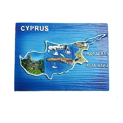 Image of Cyprus 3D Fridge Magnet Tourist Souvenirs,Hand Made Resin Home Refrigerator Sticker Decoration