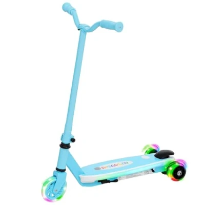 Image of AIYAPLAY Electric Scooter for Kids Ages 4 7, with Auxiliary Rear Wheels, Flashing LED Light and Brake, Boys Girls, 6 KM/H &amp; 8 KM, Blue