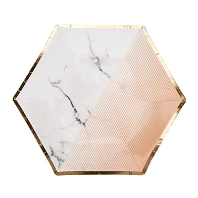 Image of Neviti 772843 Colour Block Marble Plate, Peach, Medium