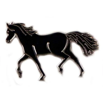 Image of Metal Enamel Pin Badge Brooch Black Pony Horse Riding Equestrian