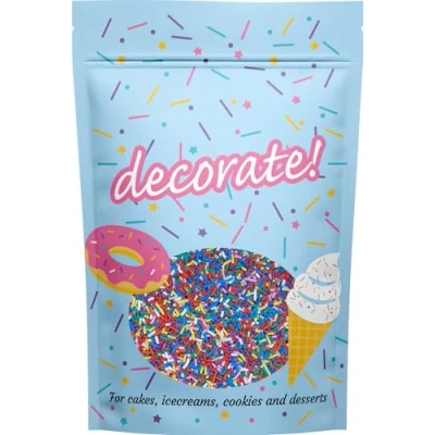 Image of decorate! Matt Strands Rainbow Cake Topper Sprinkles 500g Edible Vermicelli Vegan Cupcake Decorations Ideal for Ice Cream, Cakes, Bakes &amp; Doughnuts