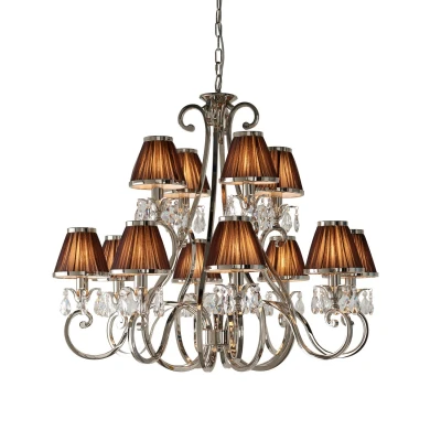 Image of Oksana 12 Light Multi Arm Chandelier Polished Nickel Plate Finish, E14