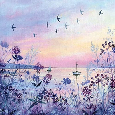 Image of Museums &amp; Galleries Lucy Grossmith Swifts at Sunset Art Greeting Card with White Envelope