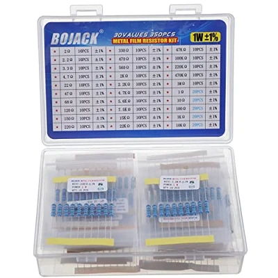 Image of BOJACK Resistor Assortment Kit 1 Ohm 1M 1W Metal Film (30 Values 350 Pcs)