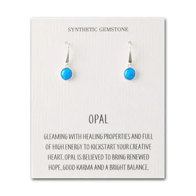 Image of Philip Jones Synthetic Blue Opal Drop Earrings with Quote Card