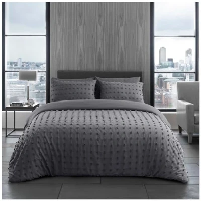 Image of GC GAVENO CAVAILIA Microfiber Embossed Duvet Cover Set Reversible Quilt Covers King Size Bed 3Pcs Luxury Charcoal Bedding Sets With Pillow Cases