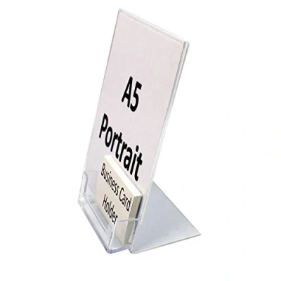 Image of A5 Single Sided Literature Display with Business Card Holder (SU3/BC)