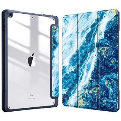Image of FINTIE Hybrid Case Compatible with iPad 9th / 8th 7th Generation (2021/2020/2019 Release) 10.2 inch Shockproof Cover Clear Back Shell w/Pencil Holder, Auto Wake/Sleep, Sandy Wave