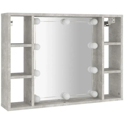 Image of vidaXL Mirror Cabinet with LED Concrete Grey 76x15x55 cm