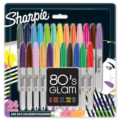Image of Sharpie Permanent Markers Fine Point 80s Glam Colours 24 Count