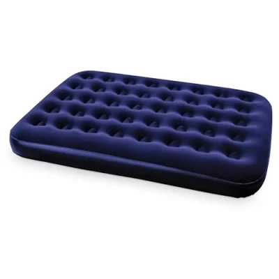 Image of AEROLUGG Double Air Bed, Inflatable Outdoor Picnics, Indoor Airbed, Quick Inflation, Flocked Size Mattress, Fun Time, Stay Comfortable Sleeping Pad for Kids and Adults, Blue