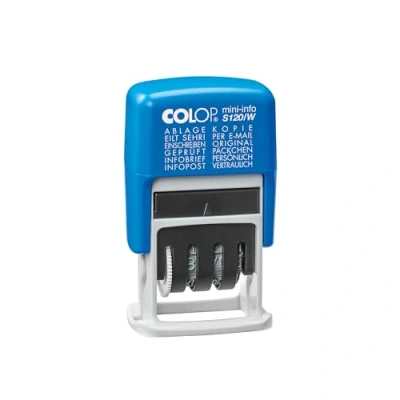 Image of COLOP Word Band Stamp S120/W Contains 12 Different Texts in one Stamp, 6.80 x 2.60 4.60 cm