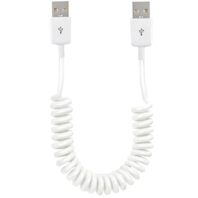 Image of innov8 USB 2.0 Type A Male to Data Extension Coiled Spring Cable 1m (White)