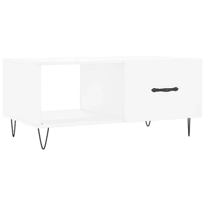 Image of vidaXL Modern White Coffee Table with Iron Legs and Engineered Wood Top Durable Storage Friendly Lounge Furniture