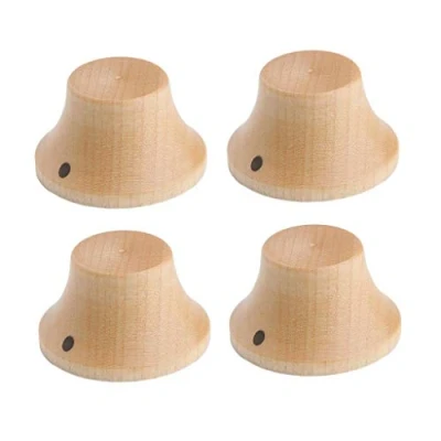 Image of Dopro 4pcs Wood Knobs LP Strat Style Bell Control Guitar Bass Top Hat with Indicator Maple