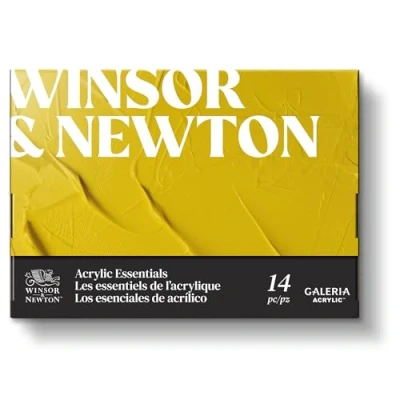 Image of Winsor &amp; Newton Galeria Acrylic Paint, Set of 10x12ml Tubes (includes 2 Brushes, Pad, Palette)