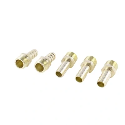 Image of Sourcingmap 5 Pcs 1/4 PT Male Thread to 8mm Hose Barb Brass Straight Coupling Fitting 30mm Length