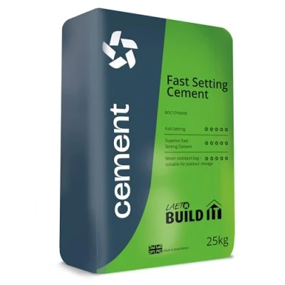 Image of Laeto Build It Fast Set Cement Ready Mixed Just Add Water, Quick Drying Suitable For Concrete Steps, Drives &amp; Paths, Render Repair, Setting Manholes Fence Posts 1 x 25kg Bag