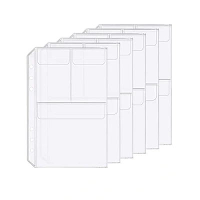 Image of 6 Pack A5 Holes Binder 3 Pockets Plastic Folders Waterproof Holder for Receipt Ticket (3Pocket, A5)