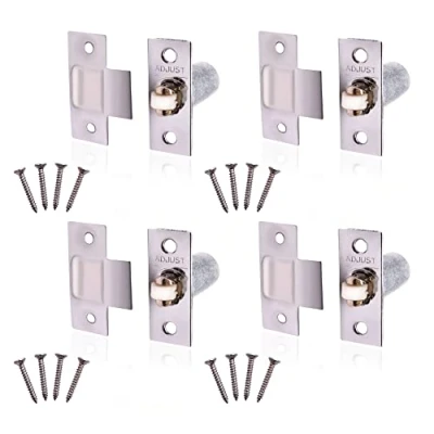 Image of Adjustable Roller Catch Spring Loaded Latch Lock for Internal Doors Nickel Plated Pack of 4
