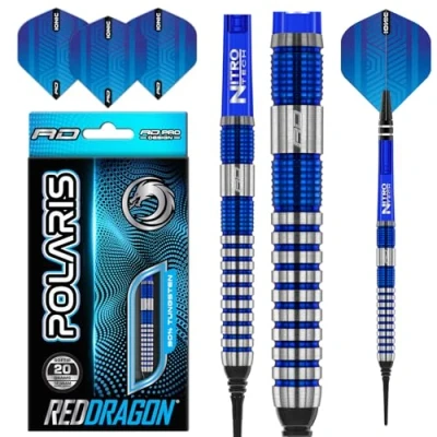 Image of RED DRAGON Polaris Softip: 20 gram Tungsten Professional Darts Set with Flights and Nitrotech Shafts (Stems)