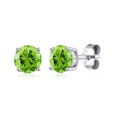 Image of Philip Jones Sterling Silver August (Peridot) Birthstone Earrings Created with Zircondia® Crystals