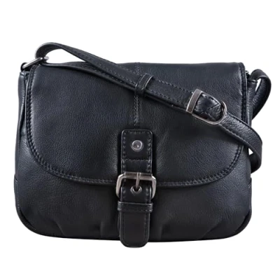 Image of STILORD &#039;Iris&#039; Leather Handbag Ladies Small Vintage Shoulder Bag for Going Out Classic Evening Tote Genuine Cow Hide, Colour:Black