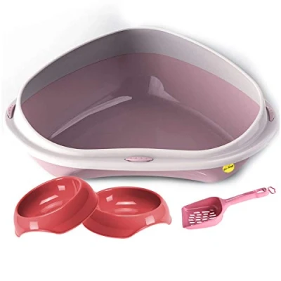 Image of CAT CENTRE Jumbo Large Corner Open Litter Tray Box Bundle Bowls Scoop Kitten