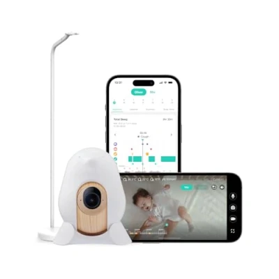 Image of CuboAi Smart Baby Monitor 3 with Floor Stand, 2.5K QHD Night Vision WiFi Camera, 2 Way Audio, Temperature &amp; Humidity Sensor, Lullabies, Sleep Safety Alerts for Covered Face, App Control