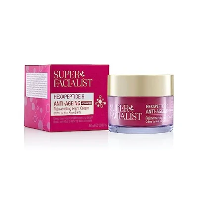 Image of Super Facialist Hexapeptide 9 Anti Ageing Advanced Night Cream Rejuvenating &amp; Nourishing Overnight Moisturiser with Aging Complex, Vegan Friendly, 50 ml