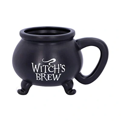 Image of Nemesis Now U4791P9 Smooth Black Witch&#039;s Brew Cauldron Mug 13.5cm, Resin w. Stainless Steel