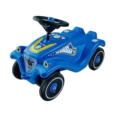 Image of Big Bobby Car Classic police véhicule pour enfant avec autocollants au design de garçons et filles, charge jusqu&#039;à 50 kg, enfants à partir 1 an, bleu