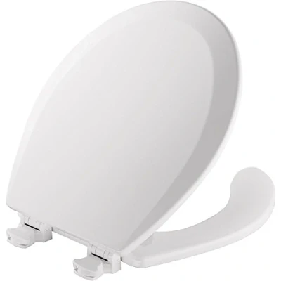 Image of Mayfair 440EC 8440EC 000 Open Front Toilet Seat Will Never Loosen and Easily Remove, Round, Durable Enameled Wood, White