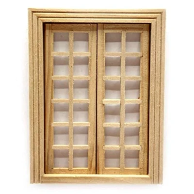 Image of Melody Jane Dolls House Bare Wood Internal Double French Doors 1:24 Half Scale DIY Builders