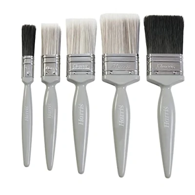 Image of Harris Essentials Walls, Ceilings &amp; Gloss Paint 5 Brush Pack 0.5&quot;, 1&quot;, 1.5&quot;, 2&quot;, Grey, of