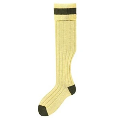 Image of Bisley Shooting socks Mustard with Olive detail stockings Size 10.5 to 12