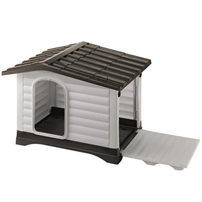 Image of Ferplast Outdoor Heavy Duty Plastic Dog Kennel, House DOGVILLA 110 Impact and UV resistant Material, Opening Side Panel, 111 x 84 79 cm.