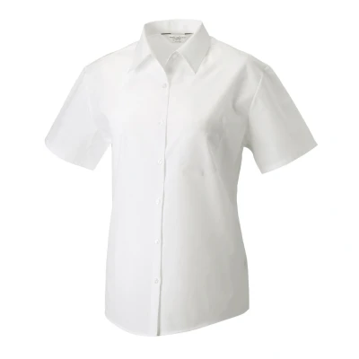 Image of Russell Athletic Collection Womens/Ladies Poplin Easy Care Short Sleeved Shirt (White) Size 16 UK