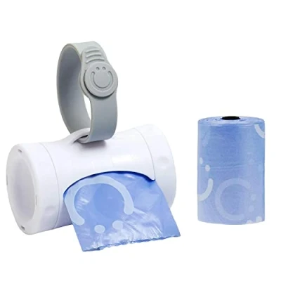 Image of Ubbi Retractable On the Go Bag Dispenser for Baby Travel, Diaper Accessory Must Have Newborn, Helpful Item, Gift, Lavender Scented, White
