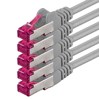 Image of 1aTTack.de 2m CAT6a Network cable grey 5 pieces CAT 6a S FTP double shielded PIMF 500MHz